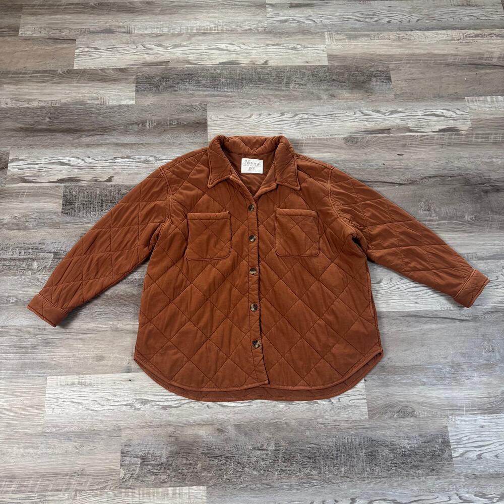 Vintage 90s Brown Quilted Barn Jacket Shacket Chore Coat Cottagecore Gorpcore 2X